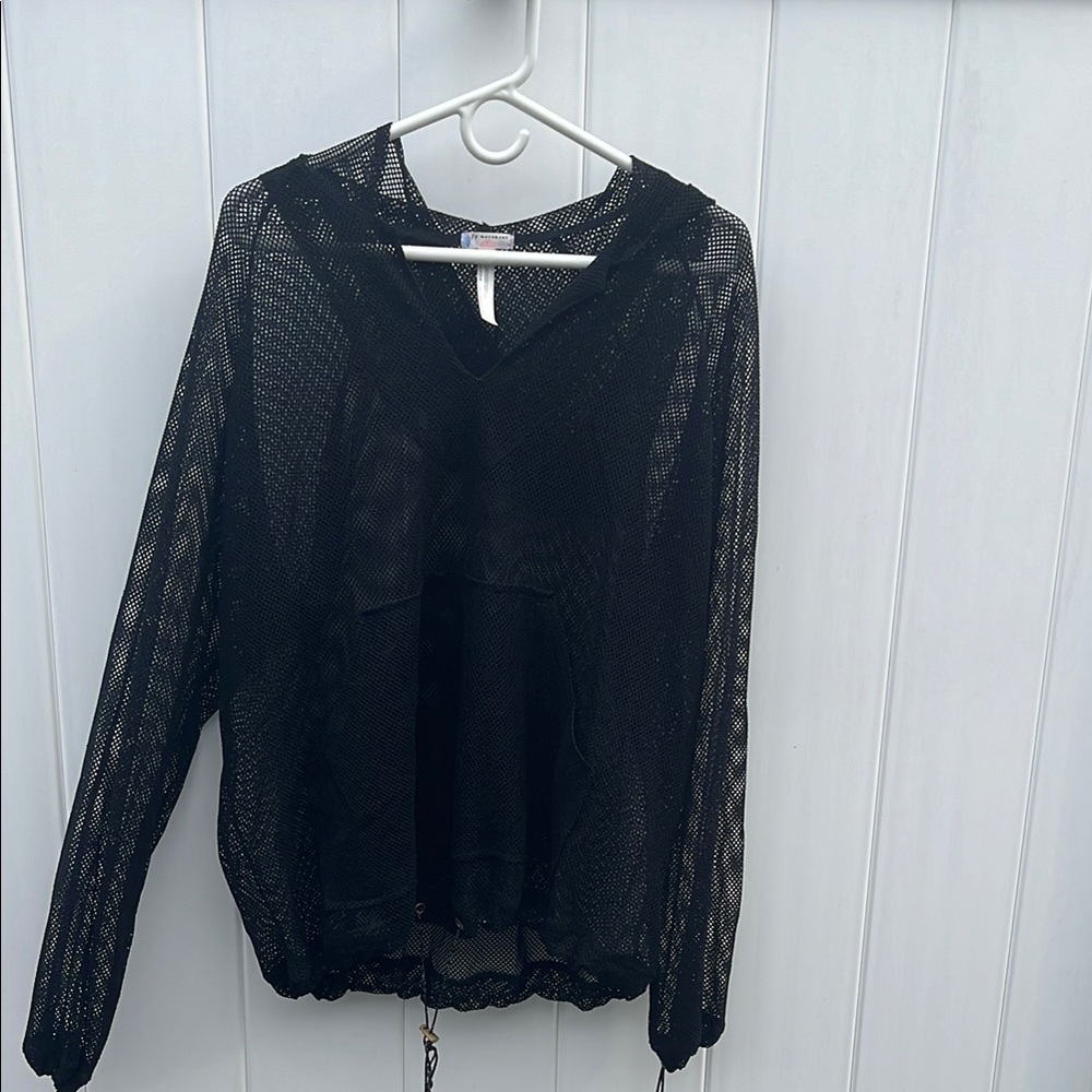 Black Mesh Hoodie
